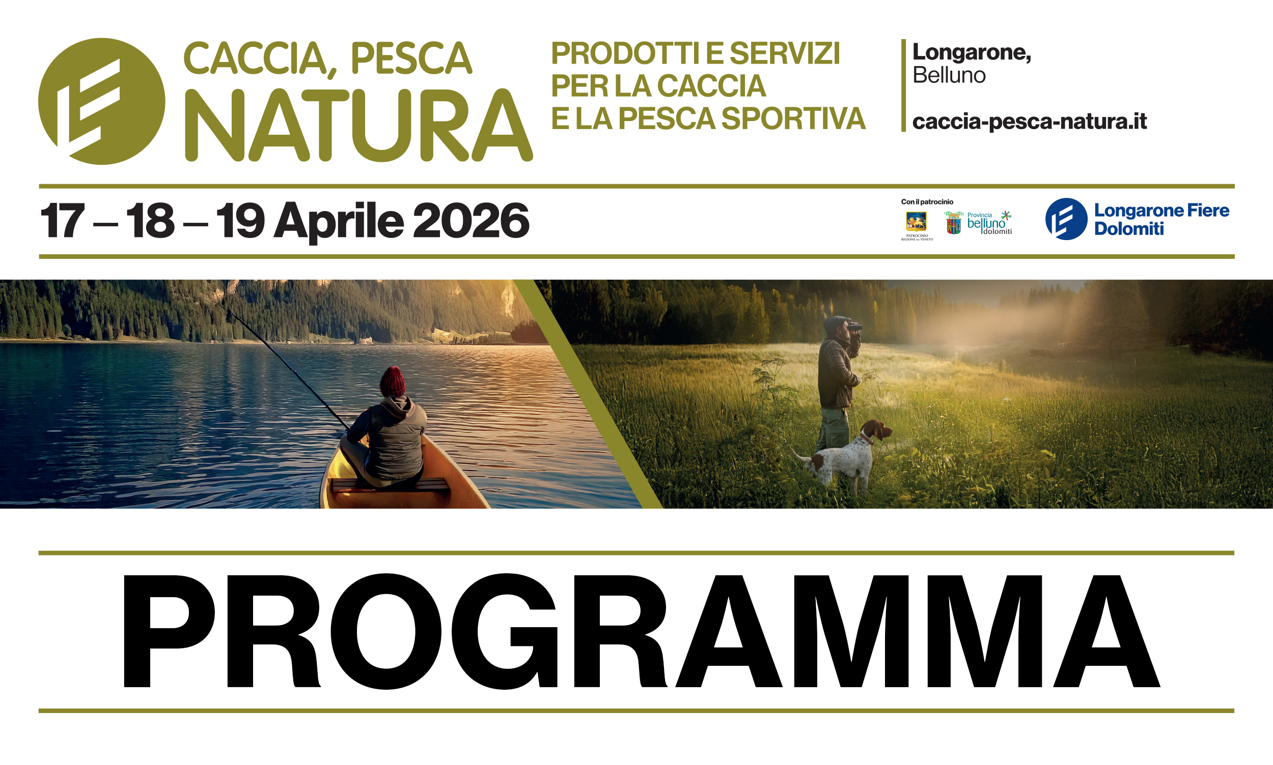Programma Caccia Pesca Natura 2026 a Longarone Fiere Dolomiti